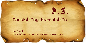 Macskásy Barnabás névjegykártya
