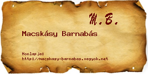 Macskásy Barnabás névjegykártya